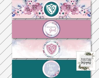 Printable Baptism Water Bottle Labels - Watercolor Blossom - LDS Baptism, Party, CTR, 8 - Instant Download - Can Customize