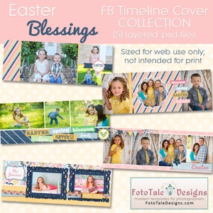 INSTANT DOWNLOAD Easter Blessings Timeline Cover Collection - 5 Custom templates for FB Timeline Covers
