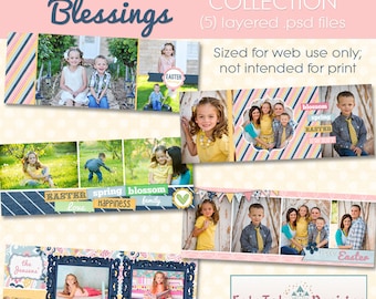 INSTANT DOWNLOAD Easter Blessings Timeline Cover Collection - 5 Custom templates for FB Timeline Covers