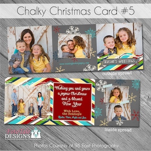 Natal - Cartão de Natal giz nº 5 - Modelos de cartão fotográfico triplo 5x5 para fotógrafos
