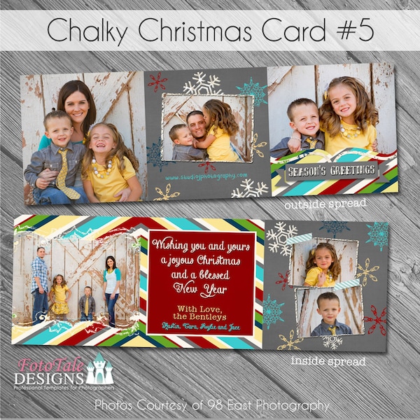 Christmas - Chalky Christmas Card No. 5 - 5x5 Tri-fold photo card templates for photographers