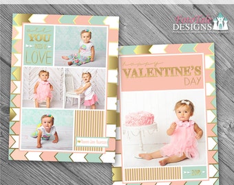 Love Blush Valentine Card No. 1- custom 5x7 photo templates for photographers on WHCC, ProDigitalPhotos and Miller's Lab Specs