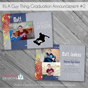 It's a Guy Thing Graduation Announcement No. 2- photo templates on WHCC, Miller's Lab and ProDigitalPhotos Specs