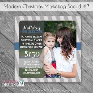 INSTANT DOWNLOAD - Modern Christmas Marketing Board 3- custom 5x5 photo template