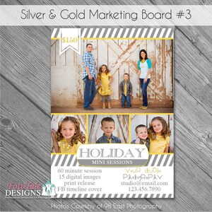 INSTANT DOWNLOAD - Silver and Gold Marketing Board 3- custom 5x7 photo template