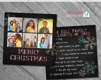 INSTANT DOWNLOAD - Chalky Christmas Card No. 1 - 5x5 photo card templates for photographers