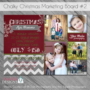 INSTANT DOWNLOAD - Chalky Christmas Marketing Board 2- custom 5x7 photo template
