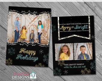 Holiday - Chalky Christmas Card No. 3 - 5x7 photo card templates for photographers