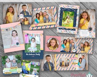 Easter Blessings Card Collection- Set of 5 double-sided photo card template