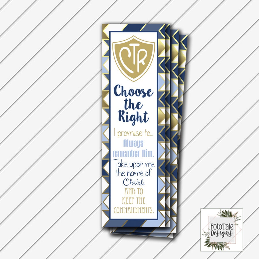 LDS Baptism Bookmark 2x7 Card Digital Printable Navy Blue - Etsy