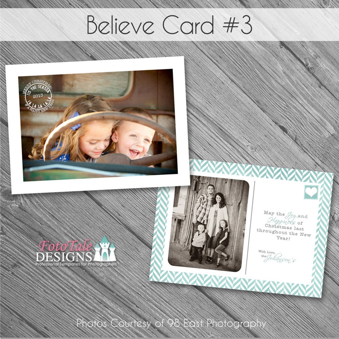 INSTANT DOWNLOAD Believe Christmas Card No. 3 5x7 Photo Card Templates