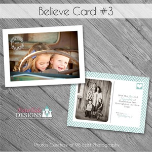 INSTANT DOWNLOAD Believe Christmas Card No. 3 5x7 photo card templates for photographers on WHCC and Millers Lab Specs image 1