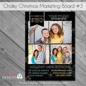 ON SALE INSTANT Download - Chalky Christmas Marketing Board 3- custom 5x7 photo template