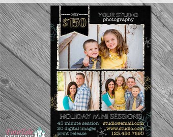 ON SALE INSTANT Download - Chalky Christmas Marketing Board 3- custom 5x7 photo template