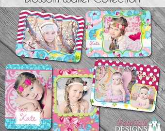 INSTANT DOWNLOAD Blossom 2.5x3.5 Wallet COLLECTION- Set of 5 custom wallet templates for photographers