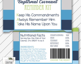 LDS Baptism Kit Kat Candy Wrapper Card, Digital Printable, Navy and Lime - Instant Download - Can Customize