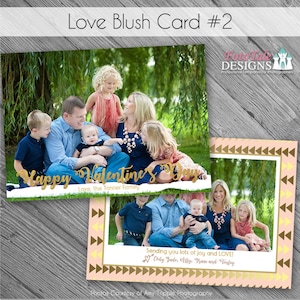 Love Blush Valentine Card No. 2: plantillas de fotos personalizadas de 5x7 para fotógrafos en WHCC, ProDigitalPhotos y Miller's Lab Specs