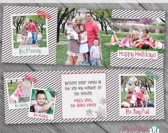 INSTANT DOWNLOAD - Modern Christmas Card No. 5 - 5x5 tri-fold photo card templates for photographers on whcc and millers lab specs