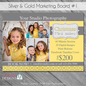 INSTANT DOWNLOAD - Silver and Gold Marketing Board 1- custom 5x7 photo template