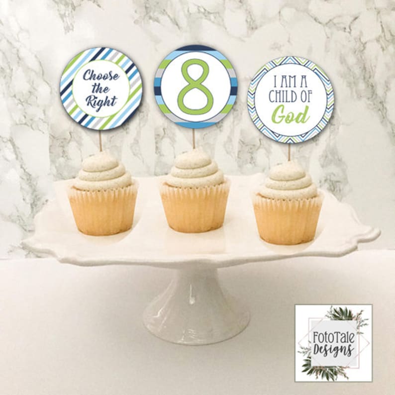 LDS Baptism Party Cupcake Toppers Food Labels Decorations Etsy
