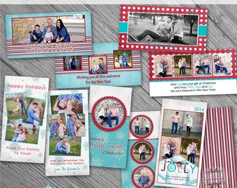 Holly Jolly SlimLine 4x8 Greeting Card Collection- custom photo template for photographers on Pro Digital Photos andMPixPro Specs