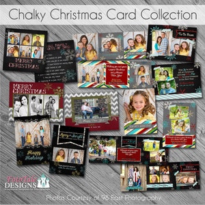 Chalky Christmas Card COLLECTION - Set van 7 fotokaart sjablonen voor fotografen
