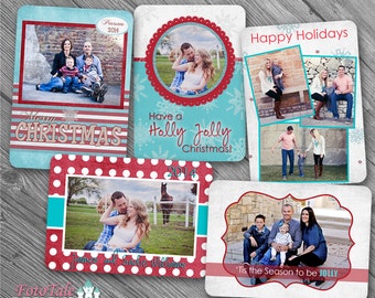 Holly Jolly Christmas Wallet Collection- 5 custom photo templates for photographers