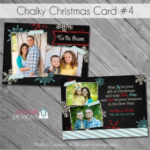 Kerstmis - Chalky Christmas Card No. 4 - 5x7 fotokaart sjablonen voor fotografen