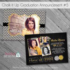 INSTANT DOWNLOAD - Chalk It Up Graduation Announcement No. 5- 5x7 photo templates for photographers on WHCC, Miller's and Pro Digital Specs