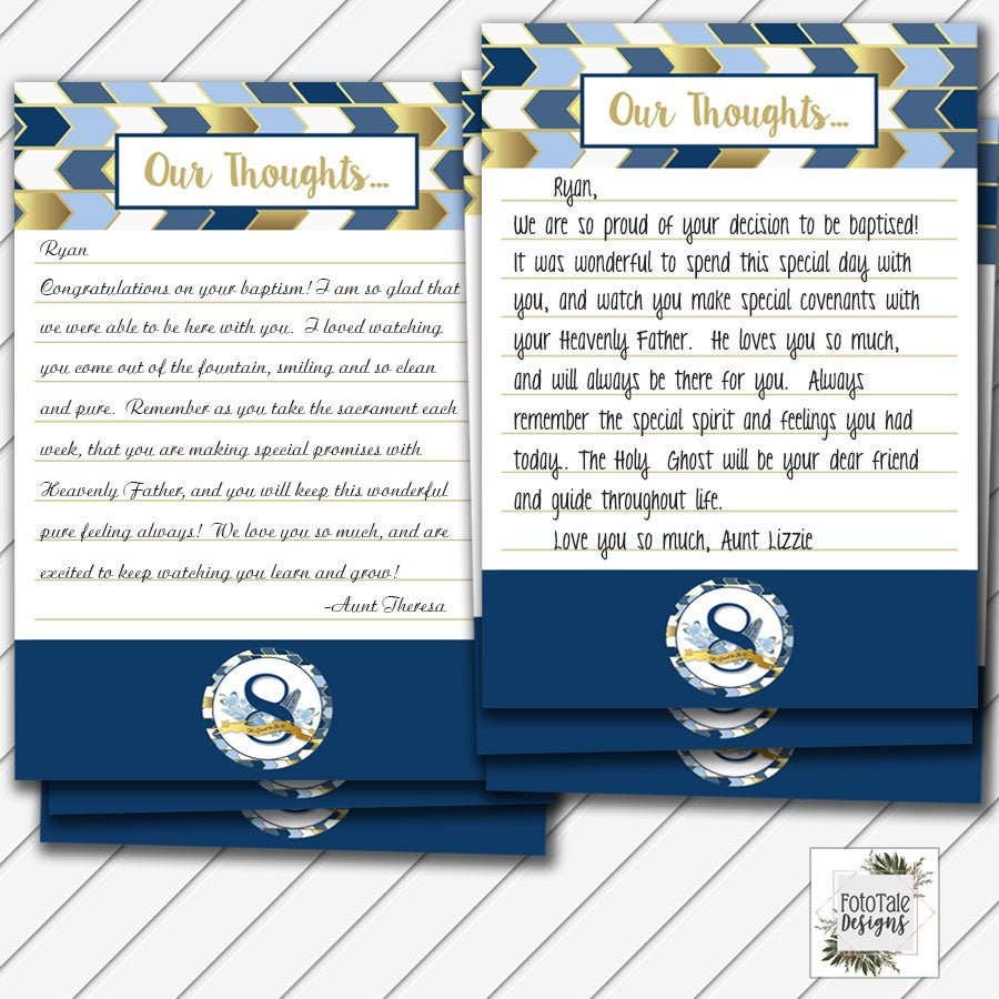 LDS Baptism Testimony Card, 5x7 and 4x6 Card, Digital Printable, Navy ...