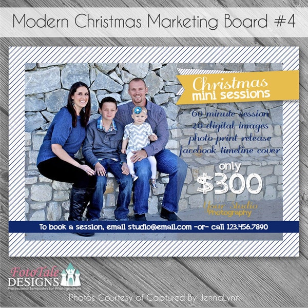 INSTANT DOWNLOAD - Modern Christmas Marketing Board 4- custom 5x7 photo template