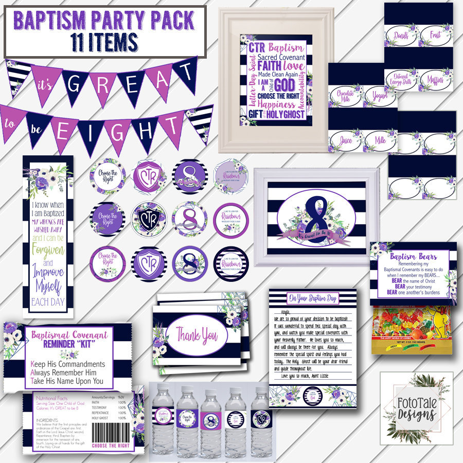 Lds Party LDS Baptism PARTY PACK - 11 Items - Decorations, Digital Printable ...