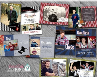 It's a Guy Thing Graduation Announcement COLLECTION- 5 photo templates on WHCC, Miller's Lab and ProDigitalPhotos Specs