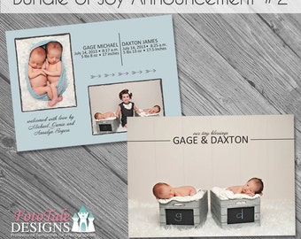 INSTANT DOWNLOAD - Bundle of Joy Birth Announcement 2- double-sided 5x7 templates for photographers on Whcc and Millers Lab specs