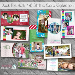 Deck The Halls SlimLine 4x8 Greeting Card Collection- aangepaste fotosjabloon voor fotografen op Pro Digital Photos andMPixPro Specs