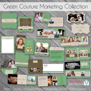 Green Couture Marketing Template COLLECTION- aangepaste merksjablonen voor fotografen- 14 must-have marketingproducten