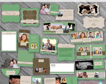 Green Couture Marketing Template COLLECTION- custom branding templates for photographers- 14 must-have marketing products