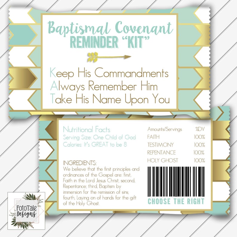 LDS Baptism Kit Kat Candy Wrapper Card Digital Printable - Etsy España