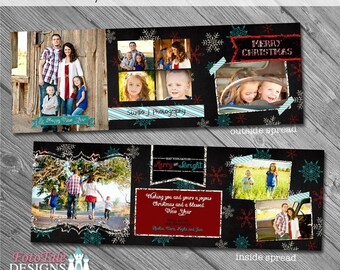 Christmas - Chalky Christmas Card No. 7 - 5x5 Tri-fold photo card templates for photographers