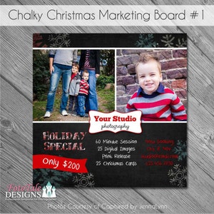 INSTANT DOWNLOAD - Chalky Christmas Marketing Board 1- custom 5x5 photo template