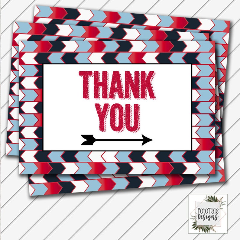 Thank You Card, 4x6 Card, Digital Printable, Red Black and Blue Baptism Thank You Card Instant Download Can Customize image 1
