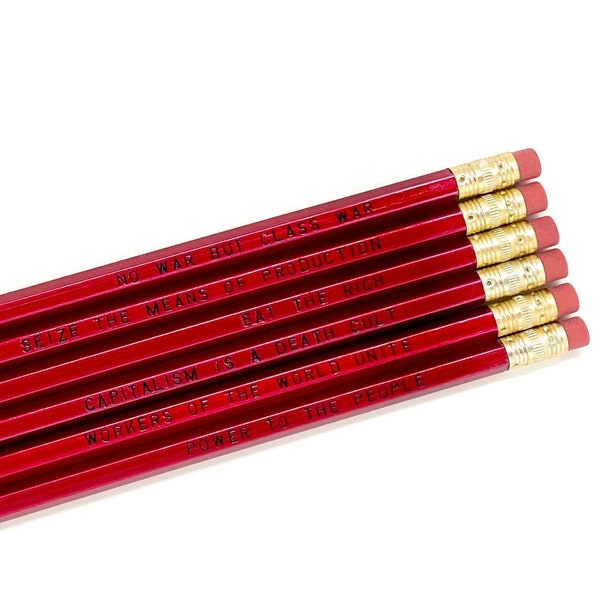 Marxist Pencil Set - Communist Pencils - Seize the Means of Production - Eat the Rich - Power to the People - No War but Class War