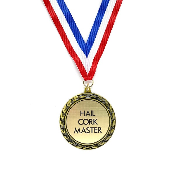 Frasier Hail Cork Master Medal with Ribbon - Niles Crane Corkmaster Wine Club Necklace - Whine Club Hail Corkmaster Master of the Cork