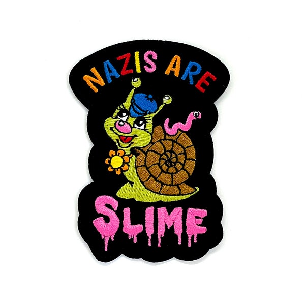Cute Retro Nazis are Slime Patch - Smash Fascism - Fuck Nazis - Antifa Anti-Fascist Embroidered Iron-on Patch