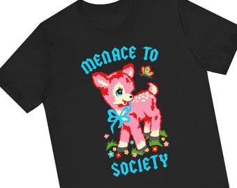 Cute Retro Deer Menace to Society T-Shirt