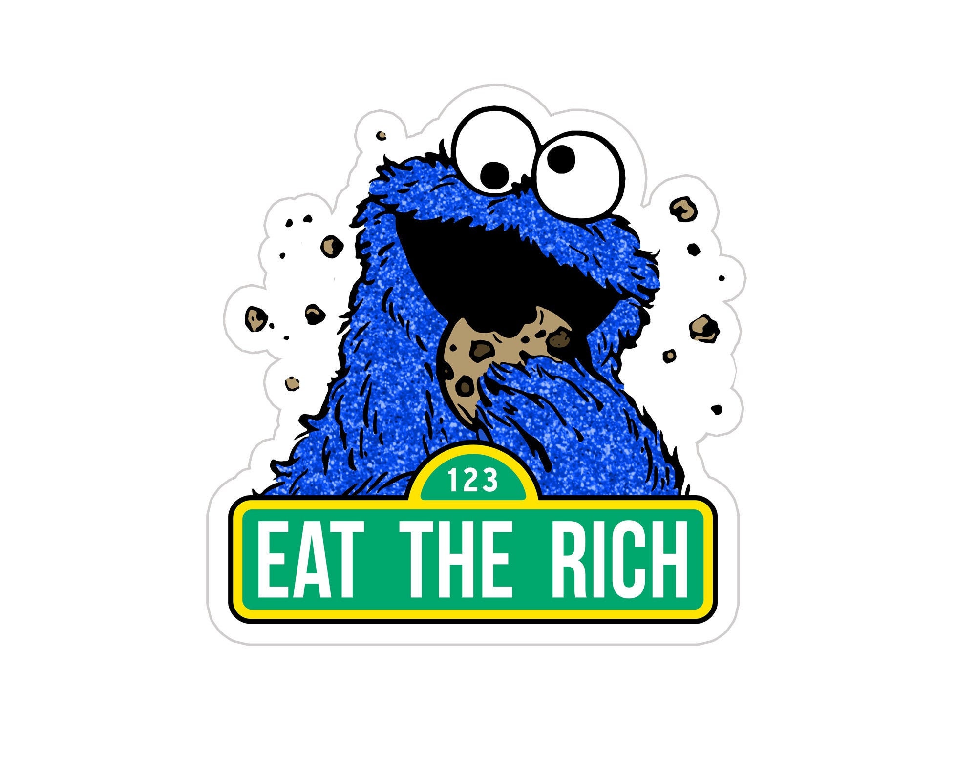 Eat the Rich - glitter Cookie Monster sticker - check out the video to see ...