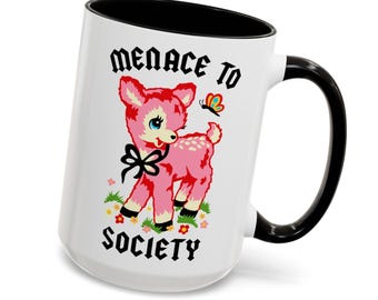 Cute Retro Deer Menace to Society Mug