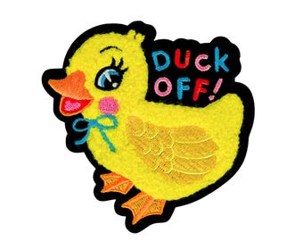 Duck Off! Patch -  Cute Retro Punk Ducky Embroidered Iron-On Patch