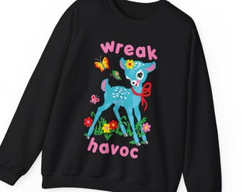 Cute Retro Deer Wreak Havoc Sweatshirt