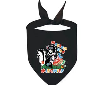 Mayhem and Mischief Pet Bandana - Cute Retro Punk Skunk Dog Bandana - Puppy Kitty Cat Accessory